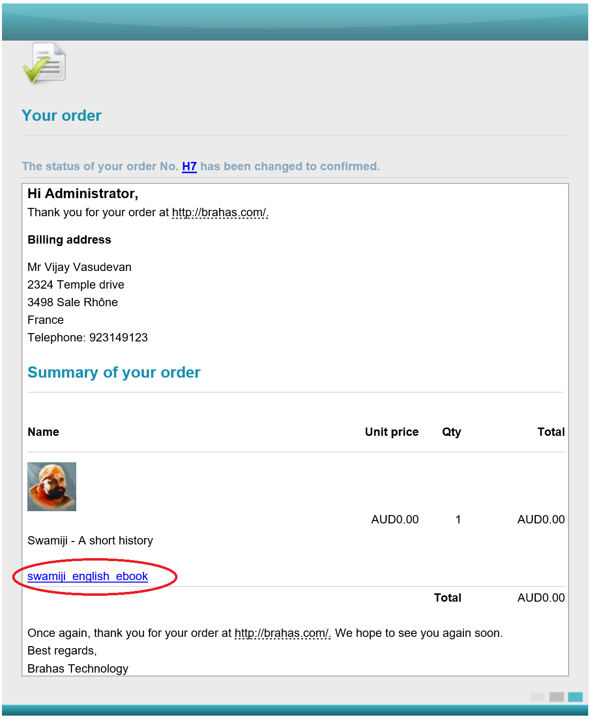 Confirmed Order Mail